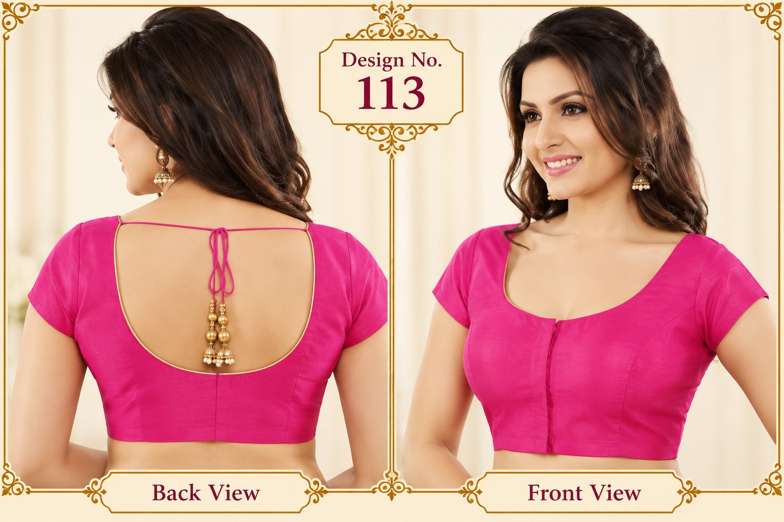 Graceful U-Back Tie Blouse