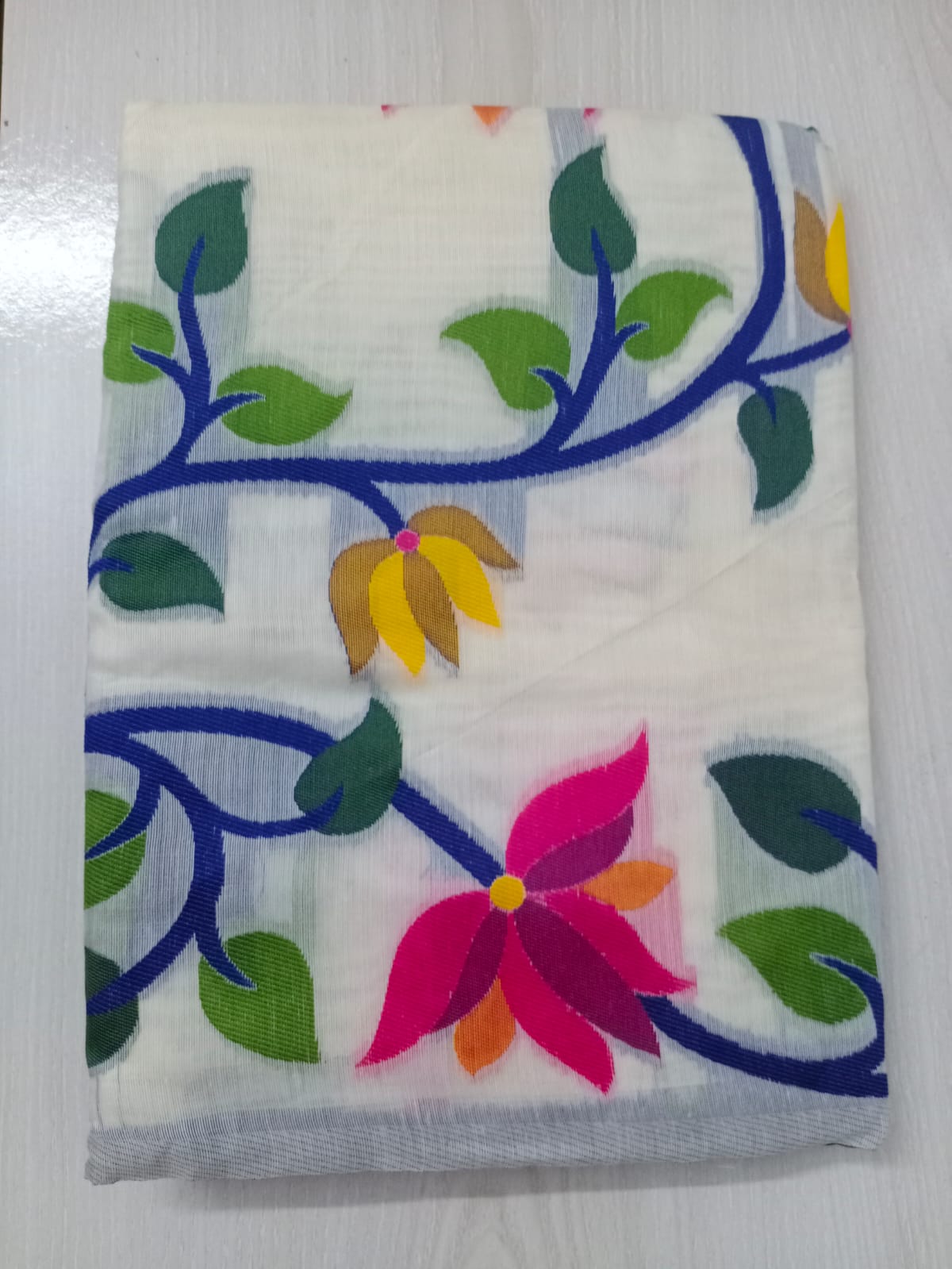 White Floral Multicolor Saree