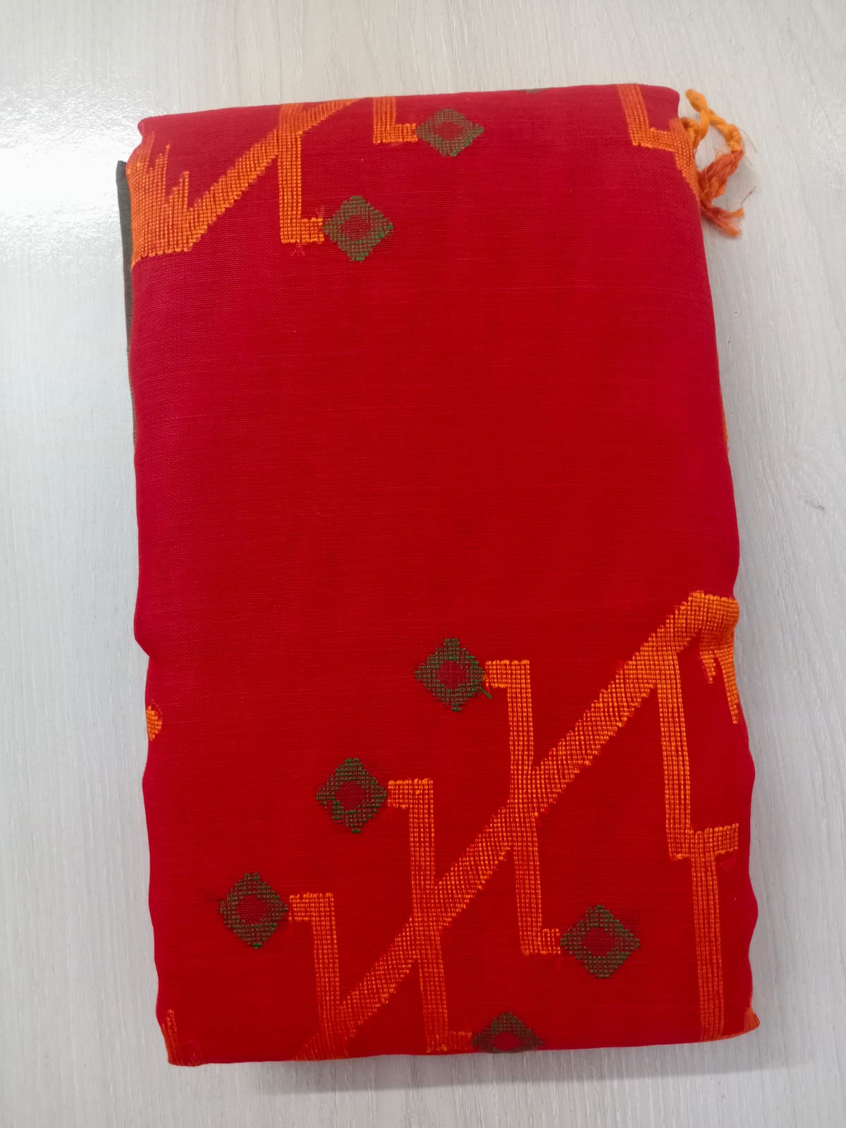 Tomato Red Cotton Saree