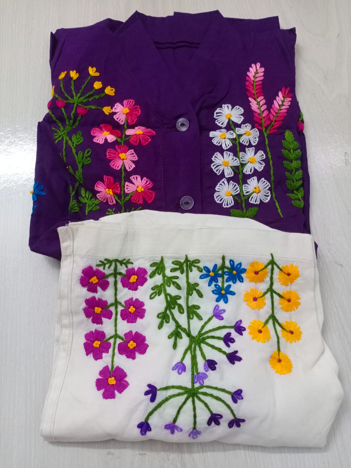 Royal Purple Multicolor floral embroidery