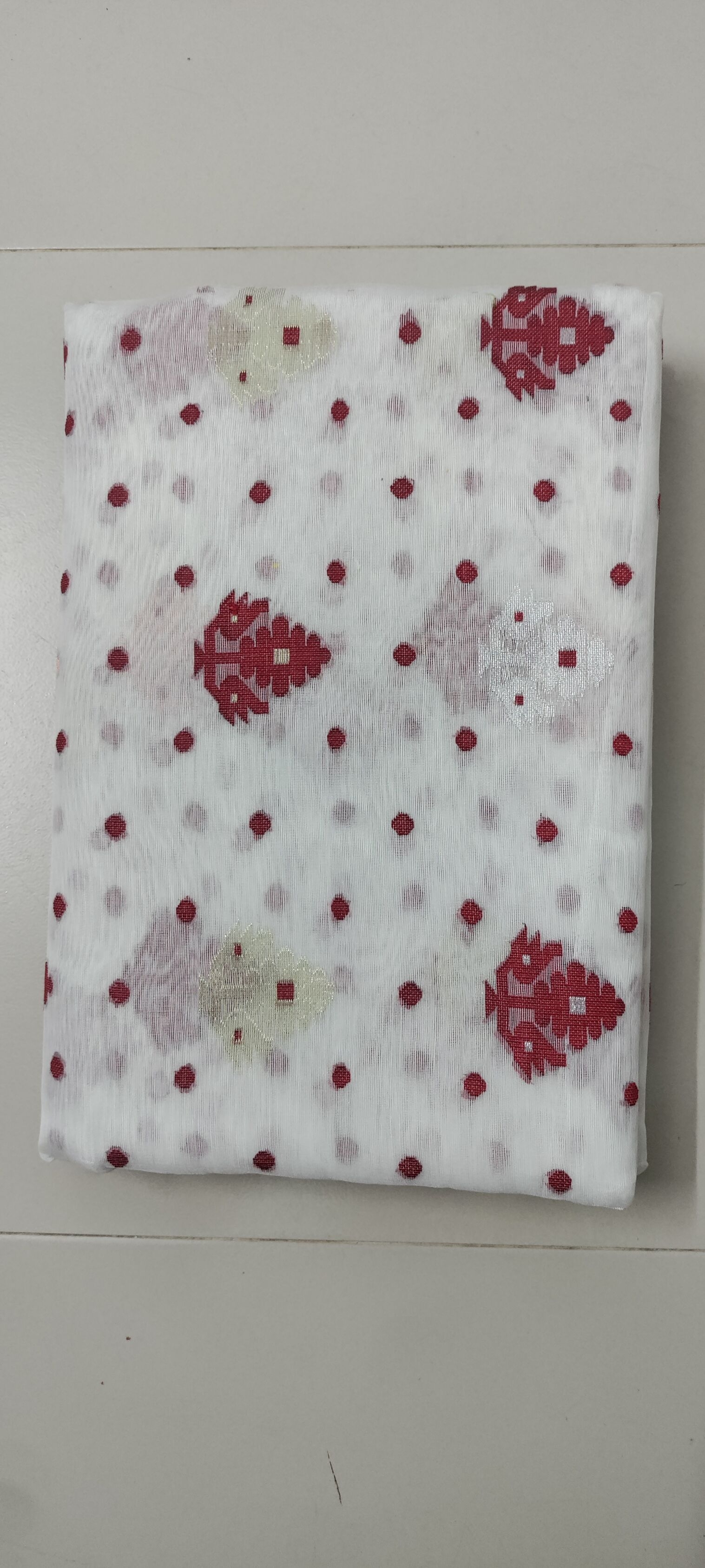 Pure White with Red Jamdani Saree