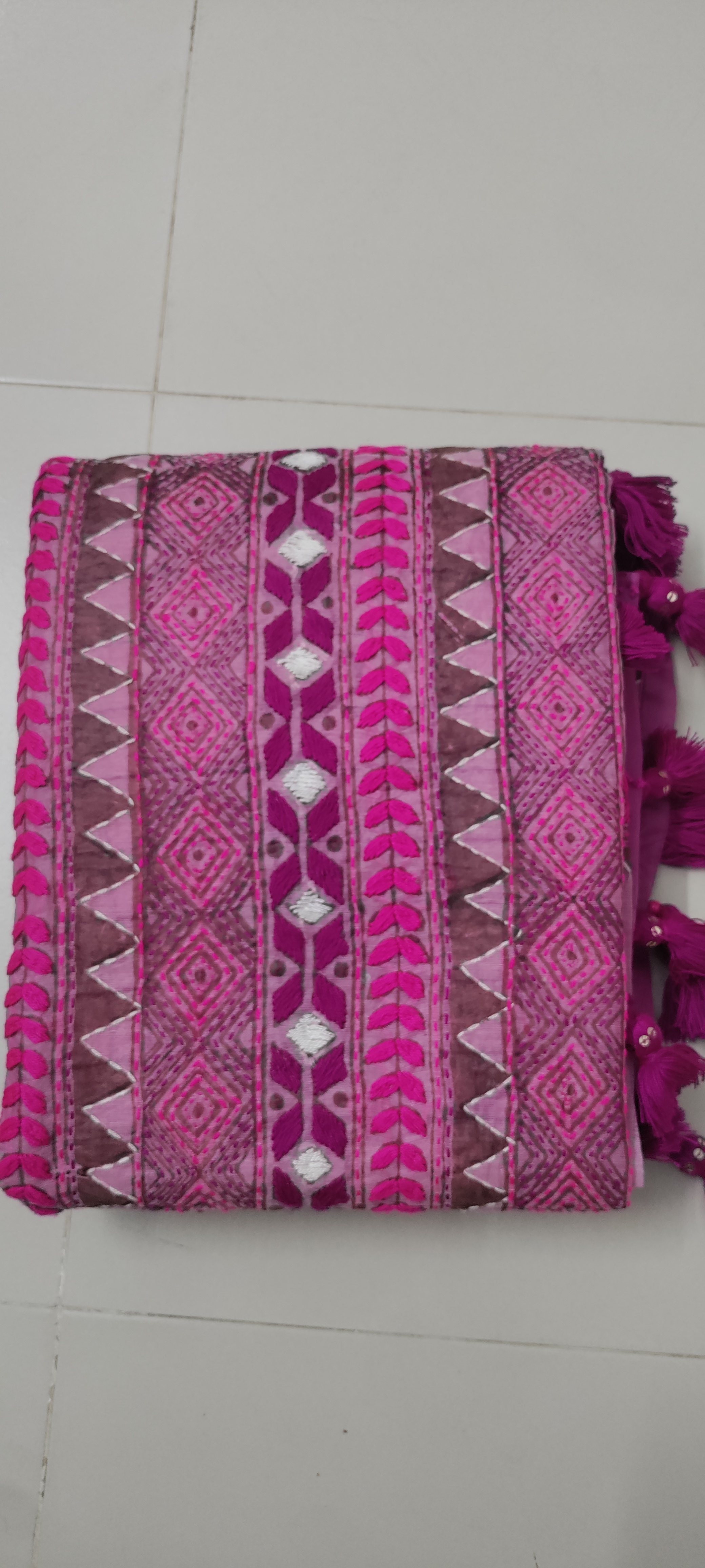 Magenta Pink Muslin Saree