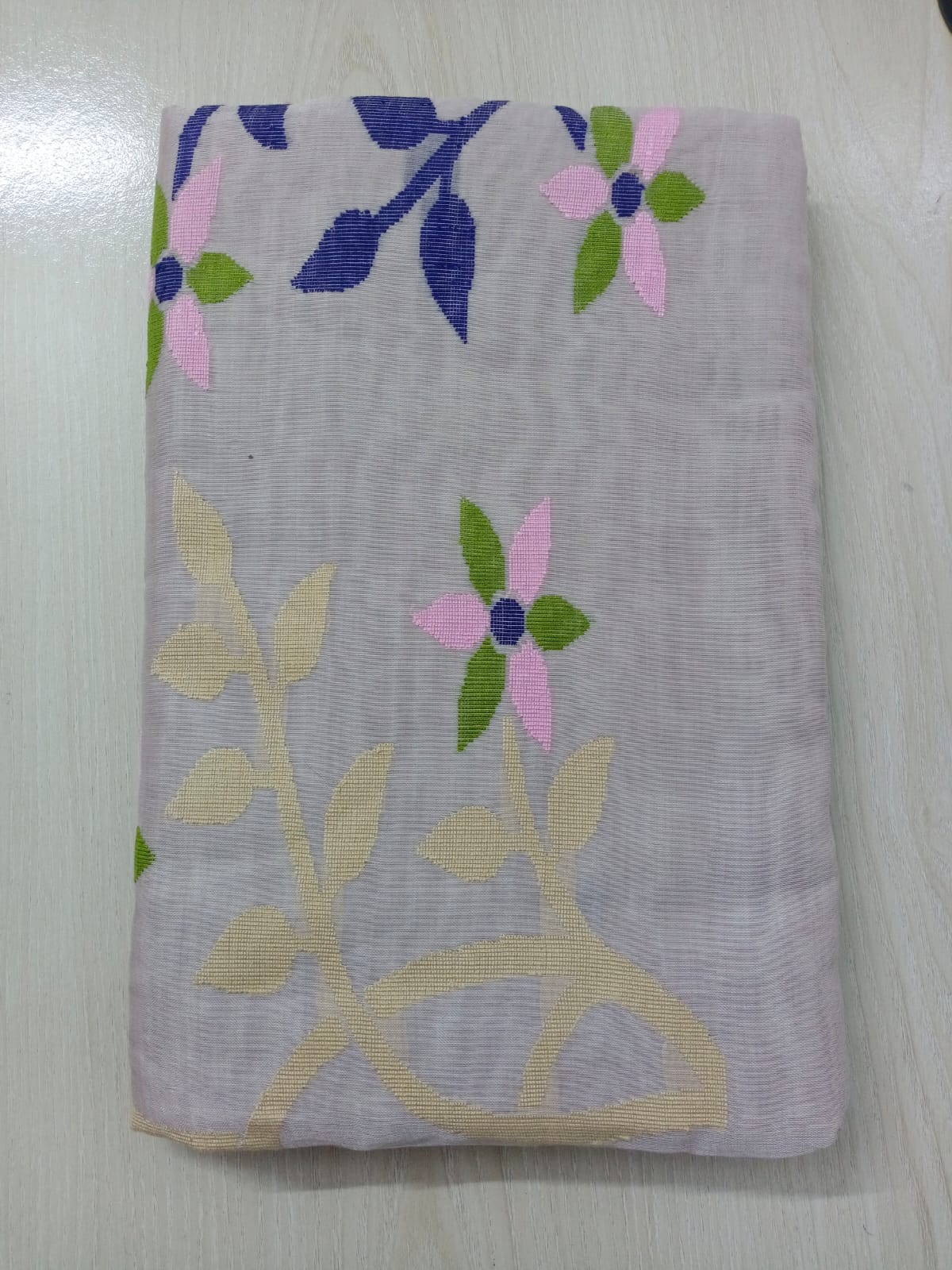 Ivory Bloom Cotton Saree