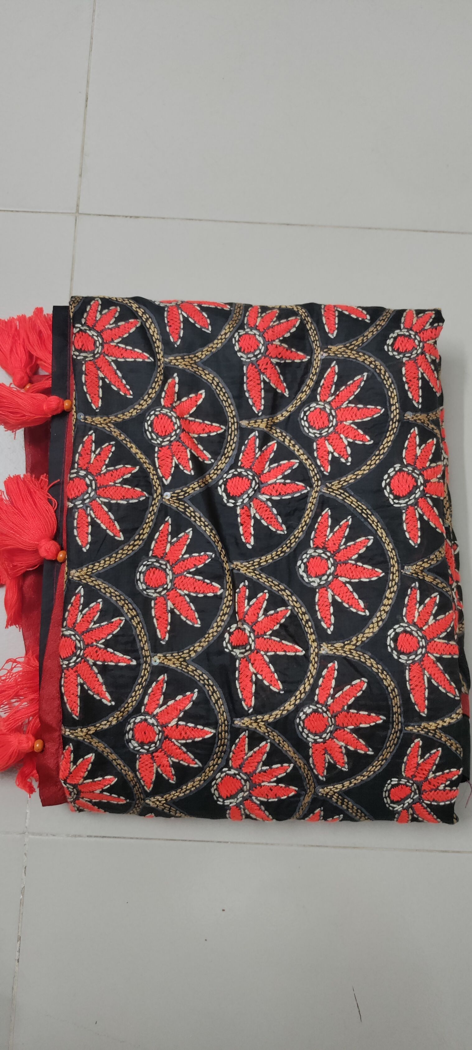 Deep Black Muslin Saree