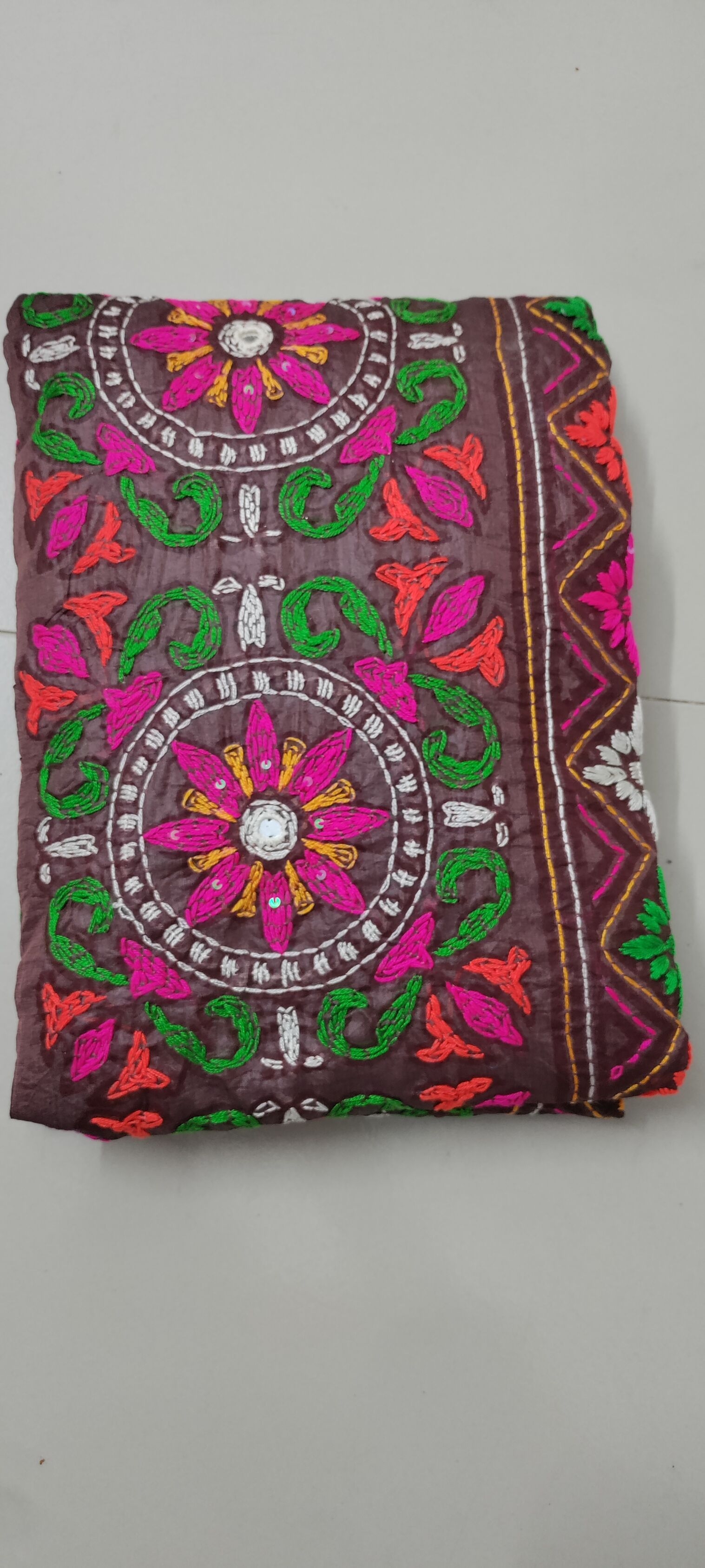 Chocolate Brown Muslin Saree