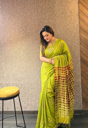 Lime Green Saree