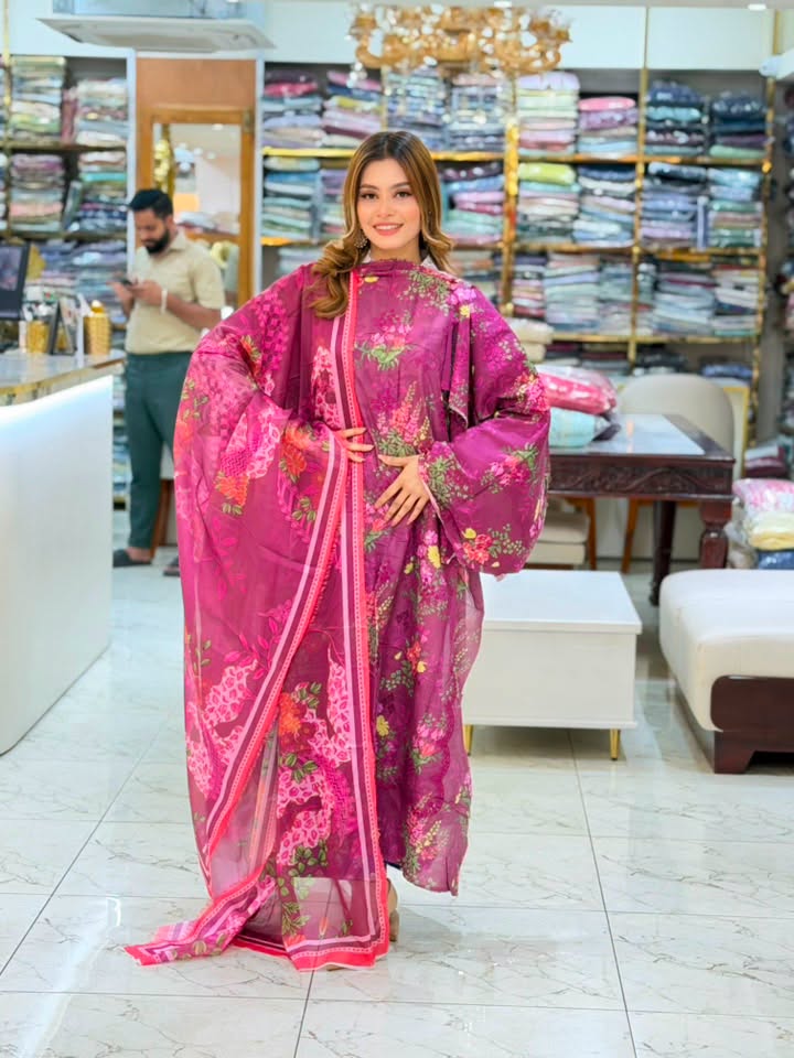 Magenta Garden Three Piece