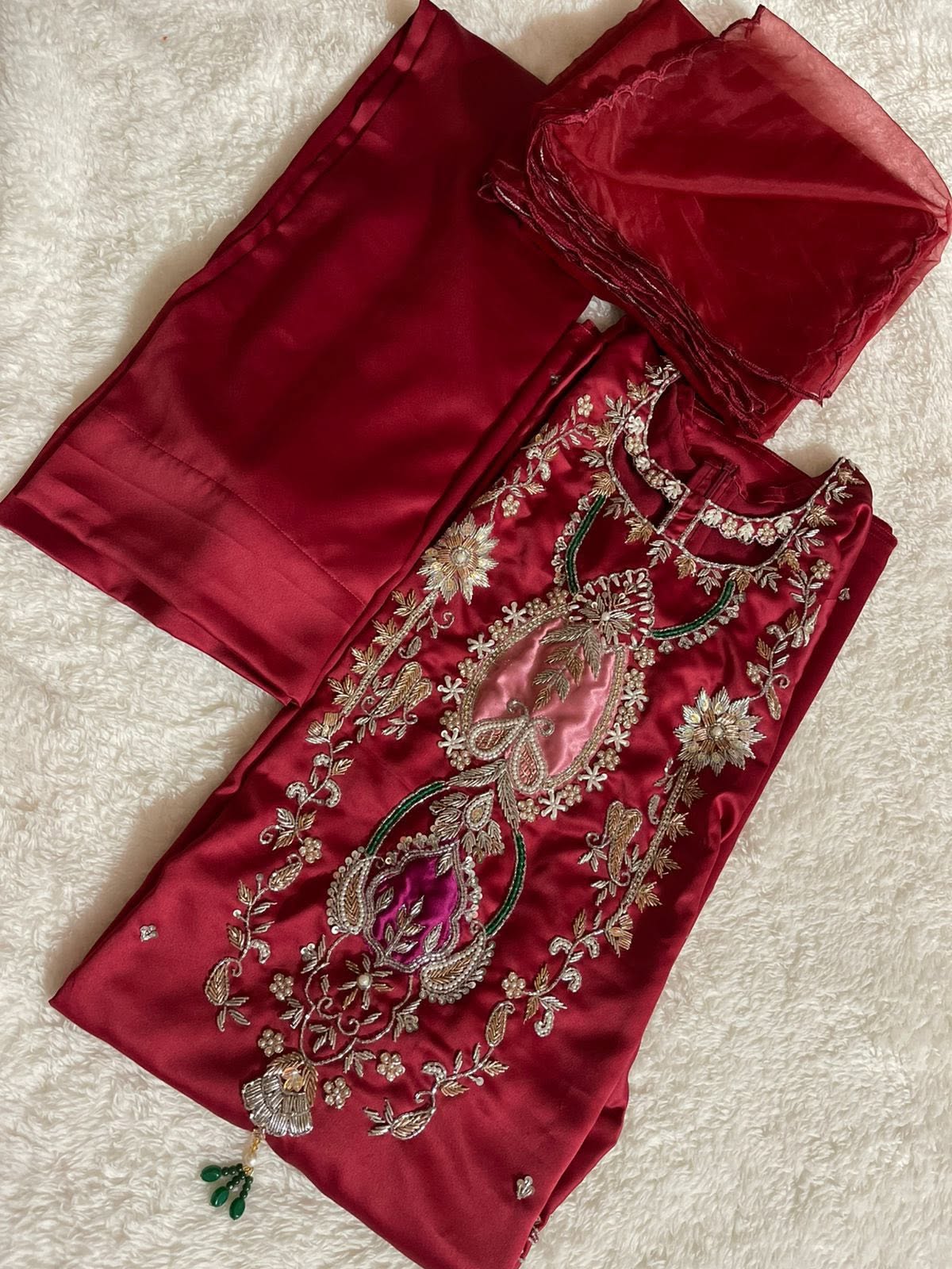 Deep Rose Pink Three Pieces