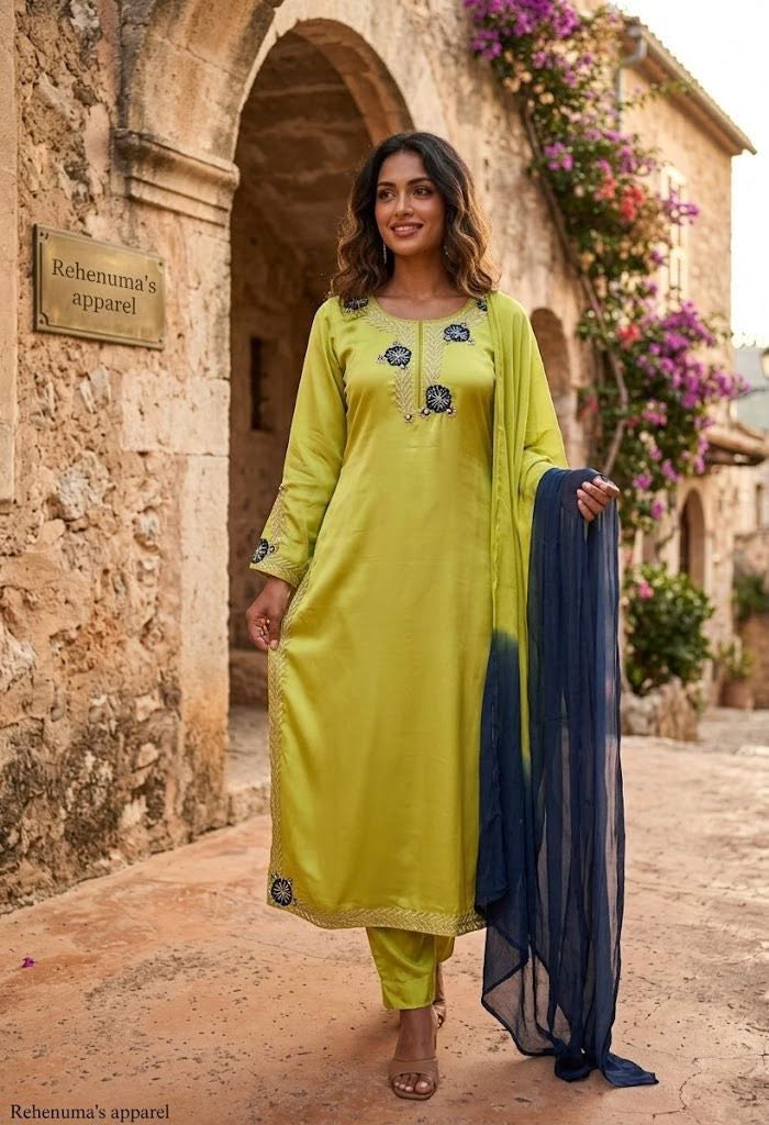 Olive Lime Green Three Pieces